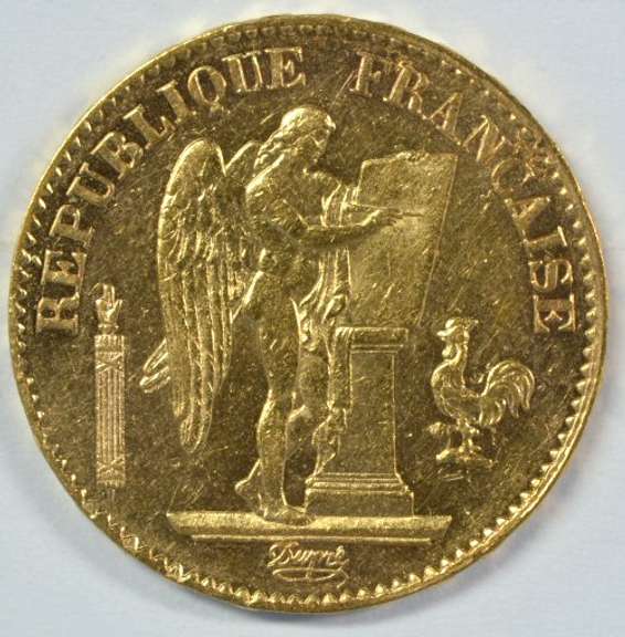 Scarce 1878-A France 20 Francs Gold 'Angel' coin