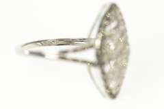 10K White Gold Marquise Diamond Pave Wave Design Statement Ring