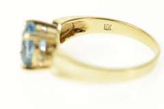10K Yellow Gold Diamond Accent Blue Topaz Statement Ring