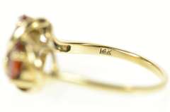 14K Yellow Gold Oval Mexican Fire Opal Wavy Design Ring