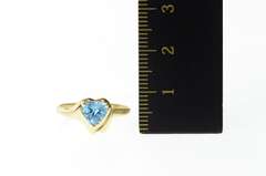 10K Yellow Gold Heart Blue Topaz Classic Love Symbol Ring