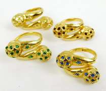 4 Chunky Crystal Bypass Rings, Size 6-7