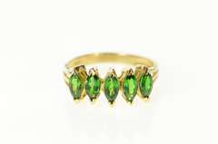 14K Yellow Gold Five Stone Green Tourmaline Statement Band Ring