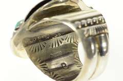 Sterling Silver Men's Native American Turquoise Feather Ring