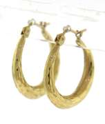 Great Yellow Gold Round Diamond Cut Hoop Earrings
