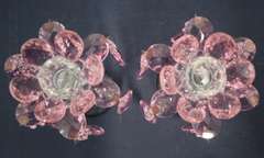 Pink Candleholder with Drops - Set of 2