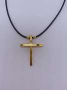 14kt Solid Yellow Gold Cross Pendant on Rope Chain