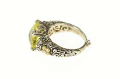 Sterling Silver Cushion Peridot Barbara Bixby Floral Statement Ring