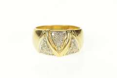 14K Yellow Gold Pave Zig Zag Diamond Graduated Statement Ring