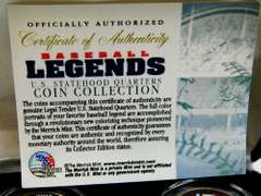 Baseball Legends Colorized State Quarters w/COA