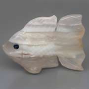 Gorgeous 86.78ct striped Agate and Sapphire carving