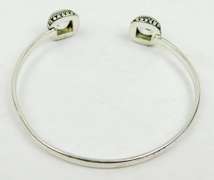 Sterling Bangle with 2 Large Clear Stones