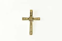 14K Yellow Gold Classic Diamond Fancy Cross Christian Faith Pendant