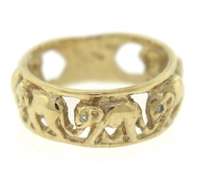 Whimsical 18kt YG Openwork Elephant with Diamond Accents Ring