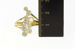 14K Yellow Gold Geometric Staggered Cubic Zirconia Statement Ring