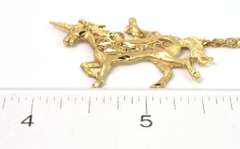 Detailed Unicorn Filigree Necklace in 14KT Yellow Gold