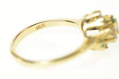 14K Yellow Gold Retro 1950's Diamond Emerald Swirl Ring