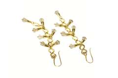18K Yellow Gold Ornate Smoky Quartz Fringe Dangle Hook Earrings