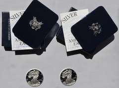 1997 & 2000 Silver Eagles With Box Paper