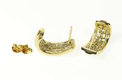 10K Yellow Gold 1.68 Ctw Round Baguette Diamond Semi Hoop Earrings