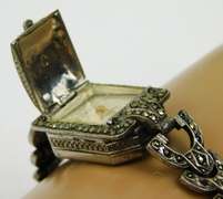 Deco 800 Silver Marcasite Bucherer Ladies Wrist Watch, Runs