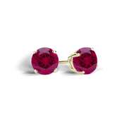 18K Gold over Sterling Silver 2.1ct Created Ruby Stud Earrings, 6mm