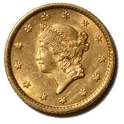 1853  Very Near Unc$1 US Gold