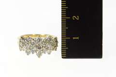 14K Yellow Gold 1.40 Ctw Diamond Squared Cluster Statement Ring