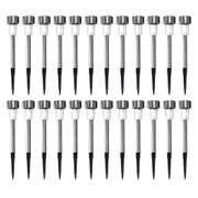 24PCS LED Solar Lawn Path Light Stainless Steel