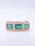 14kt Gold , Emerald, & Diamond Band Ring