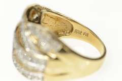 10K Yellow Gold Wavy Criss Cross Tiered Diamond Statement Ring