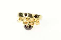 14K Yellow Gold Floral Garnet Cabochon Slide Bracelet Charm/Pendant