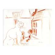 Ensrud Original by Lion Statue in the Courtyad of Chateau Haut-Brion