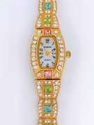 Ladies Geneva & Gemstone Watch, 18kt Gold Plated