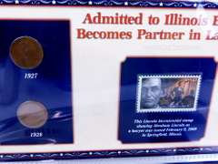 4 Commemorative Stamps with Coins Collector Panels