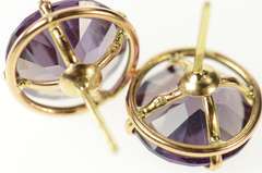 14K Yellow Gold Retro Sim. Alexandrite Stud Statement Earrings