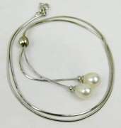 Sterling Double Drop Pearl Necklace