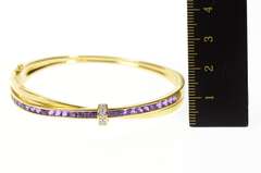18K Yellow Gold Guy Laroche Amethyst Diamond Bangle Bracelet
