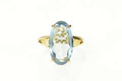 10K Yellow Gold Marquise Faceted Blue Topaz Solitaire Cocktail Ring