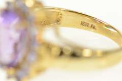 10K Yellow Gold Amethyst Tanzanite Halo Cocktail Statement Ring