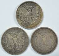1879, 1880-O, & 1881 Morgan Silver Dollars. Nice circs