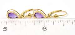 Refreshing Amethyst Dangle Earrings in Yellow Gold