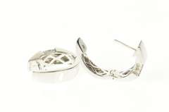 18K White Gold 0.54 Ctw Princess Diamond Oval Hoop Earrings