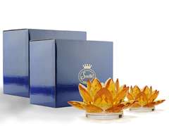 Crystal Gold Lotus Candleholder - Set of 2