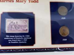 4 Commemorative Stamps with Coins Collector Panels