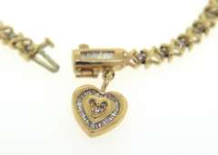 Fabulous X Link Diamond Tennis Bracelet w Heart Charm