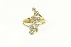14K Yellow Gold Geometric Staggered Cubic Zirconia Statement Ring