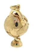 Cute Yellow Gold Globe Charm