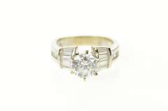 14K White Gold Round Baguette Accent Travel Engagement Ring