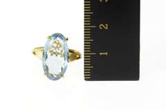 10K Yellow Gold Marquise Faceted Blue Topaz Solitaire Cocktail Ring